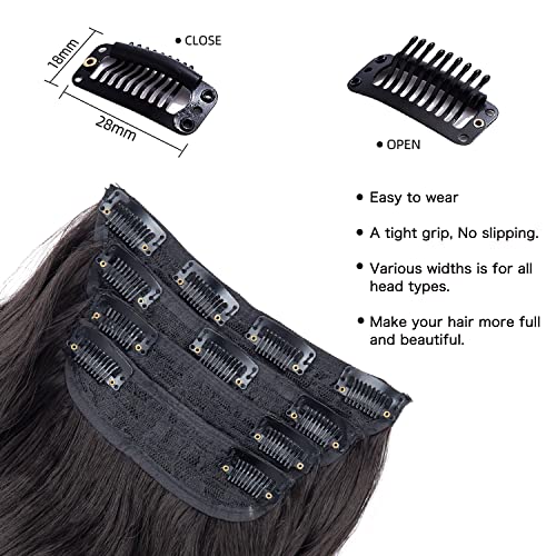 Clip in Synthetic Hair Extensions Long Wavy 4PCS Thick Hairpieces Dark Brown Fiber Double Weft Natural Hair Extensions 20 Inch for Women (4pcs, 20Inch, 6A#) - color: 6A-Dark Brown