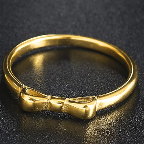 Jude Jewelers Stainless Steel Bowtie Bow Tie Knot Promise Statement Wedding Band Anniversary Promise Ring - color: Gold
