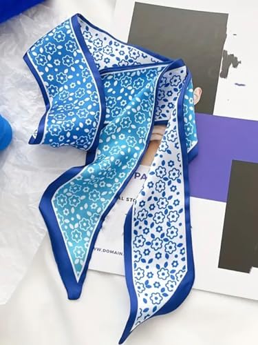 4/40 Pcs Hair Scarf for Women, 35"x2.36" Lightweight Silk Headband, Purse & Bag Scarves Gift Collection - color: Klein Blue