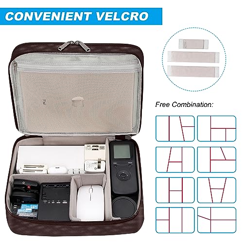 CILLA Electronic Organizer Travel Case, Travel Cord Organizer Case Portable Waterproof Cable Organizer Bag for Charger, Cord, USB, Power Bank, Earphone - color: zipper-Coffee