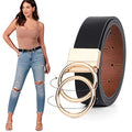 JASGOOD Women Leather Belt,Reversible Belt,Leather Waist Belt for Jeans Dress with Gold Double O Ring Rotate Buckle - color: A-black+brown, size: Length 41":Fit Size 32"-36"