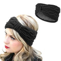 DRESHOW Crochet Ear Warmer Headband Soft Knit Chunky Turban Stretch Thick Headbands Warmer Fuzzy Head Wrap for Women - color: 1 Pc Double Twist: Black