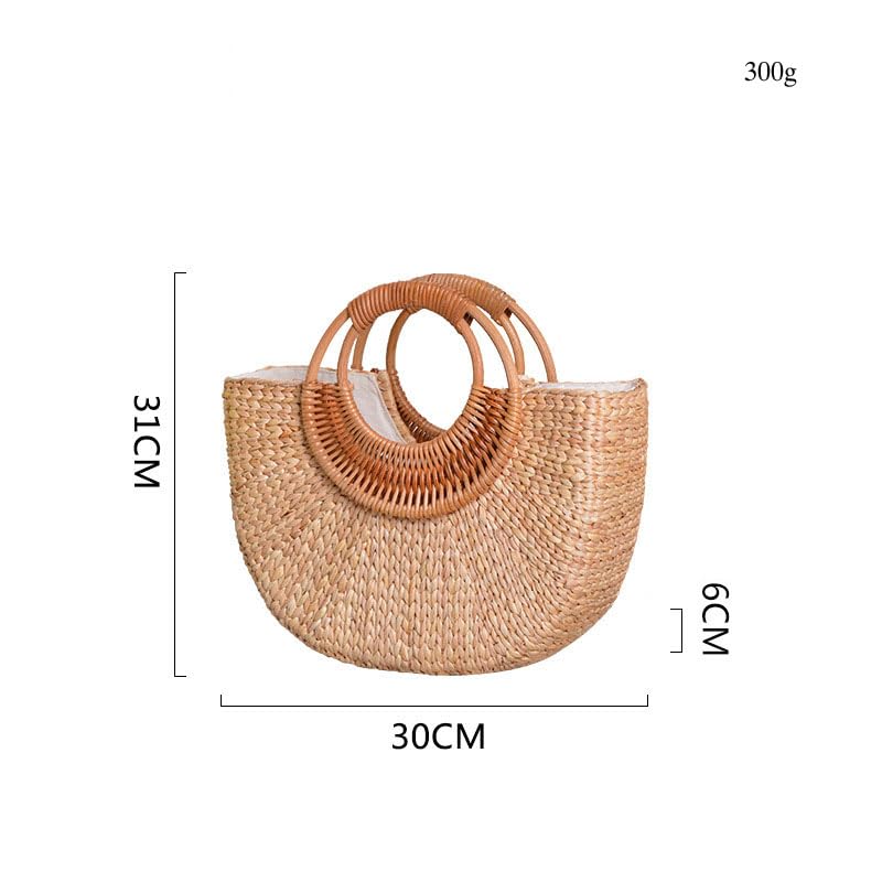 Women's Straw Shoulder Bag Women Large Woven Bag Round Handle Ring Tote Purse Retro Handbags Summer Travel Beach Handbag Hand Woven Straw Large Hobo Bag Big Capacity Handmade Bag for Girls Women A - color: Women's Straw Bag a