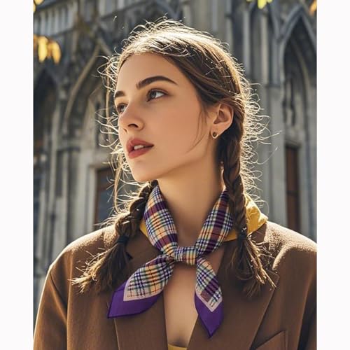 Cotton Like Bandana in Bulk, Head Scarf, Headband, Head wrap, Hair Neck Scarf for Women 22 x 22 inch - color: Bib05 Plaid 4pcs