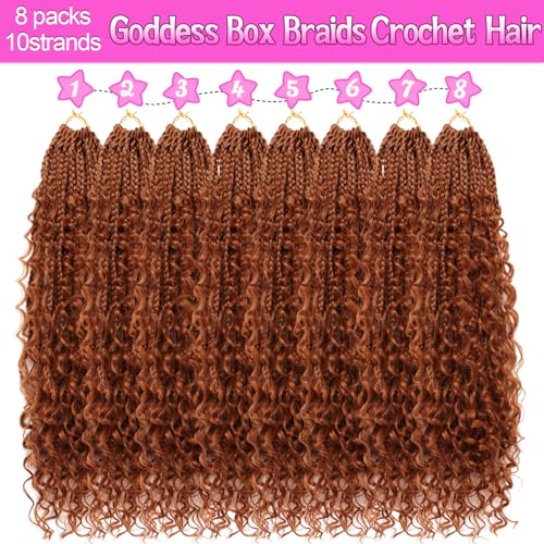 Goddess Boho Box Braids Crochet Hair-8 Packs 18 Inch Crochet Box Braids for Black Women Pre Looped (#30, 18 Inch (Pack of 8)) - color: #30, size: 18 Inch (Pack of 8)