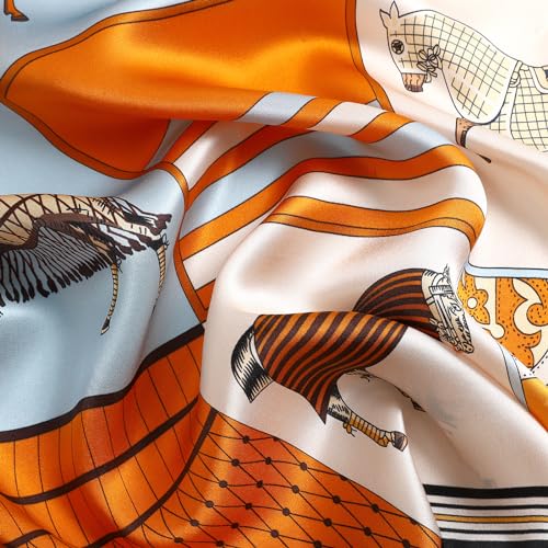 STARWHISPER 100% Pure Mulberry Silk Square Scarf-27''x27 Lightweight Hair Scarves Headscarf Night Sleeping with Gift Packed - color: Checkered Pony