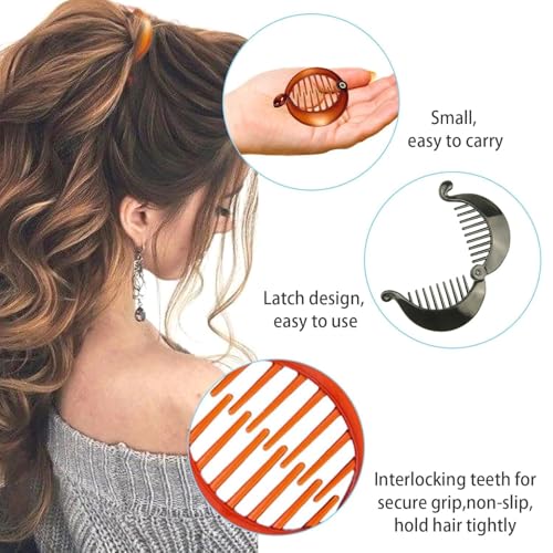 18 Pieces Banana Hair Clips Classic French Hair Comb Set Fishtail Plastic Twist Hair Clip Ponytail Accessories for Women Girls, 6 Styles（style2） - color: black,white, brown（style2）