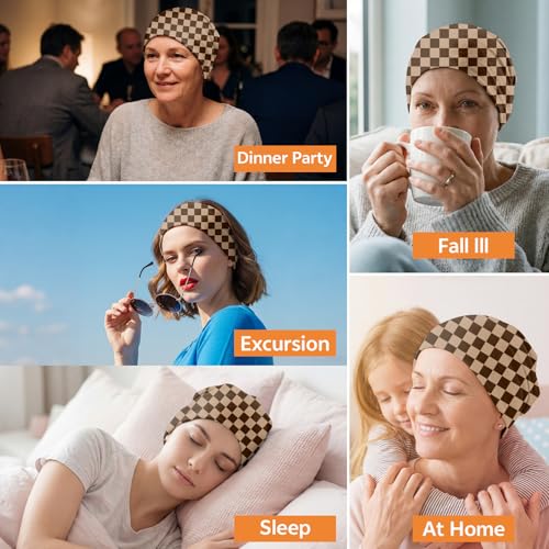 Chemo Caps Slouchy Beanie Hat Stretch Cancer Head Wraps Turban Sleep Headwear Scarf for Women Girls Men - color: I-15-brown