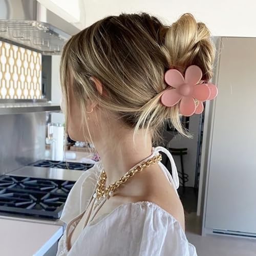 Flower Hair Clips 8PCS, Large Claw Clips for Women Girls Thick Thin Hair, Strong Hold Non slip Big Matte Dasiy Jaw Clamps Hair Accessories 8 Colors - color: Pink, Light Coffee, White, Coffee, Mocha, Beige, Khaki, Light Pink