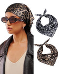 AWAYTR Y2K Hair Bandanas for Women Hair - 2Pcs Punk Head Wraps for Girls Hair Scarf Grunge Disco Head Cover - color: Leopard (White/Gold)