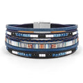 VIBILIA Boho Leather Wrap Bracelets for Women Multi-Layer Bracelets with Strong Clasp Jewelry for Women - color: 03-BohoBraid-RoyalBlue