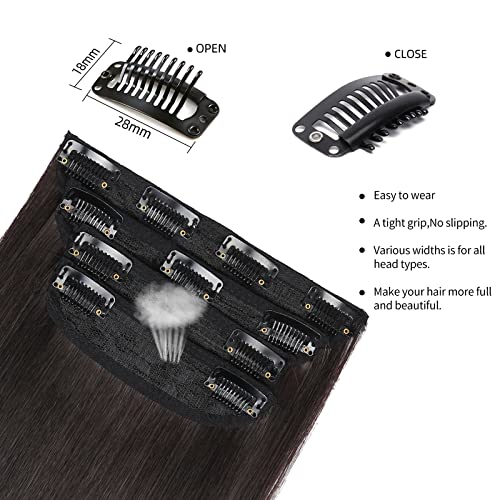 Light Dark Brown Hair Extensions Straight Clip in Hair Extensions Clip ins - Soft and Thick (20 Inches, 4Pcs, #6) - color: 6#