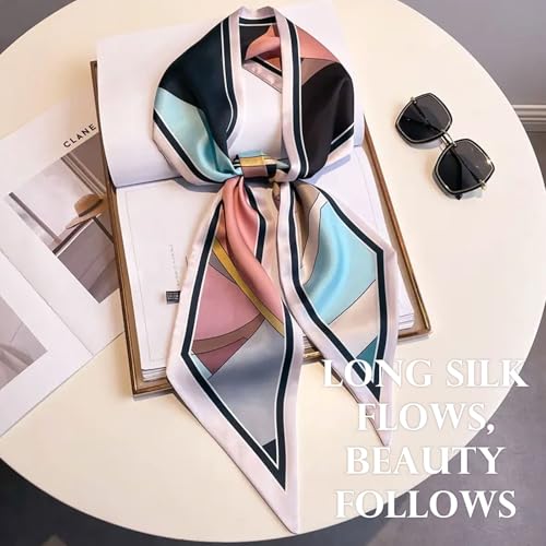 Sumolux Head Hair Scarf for Women Neck Purse Bag Handbags Scarf Like Silk - color: Colorful Geometry