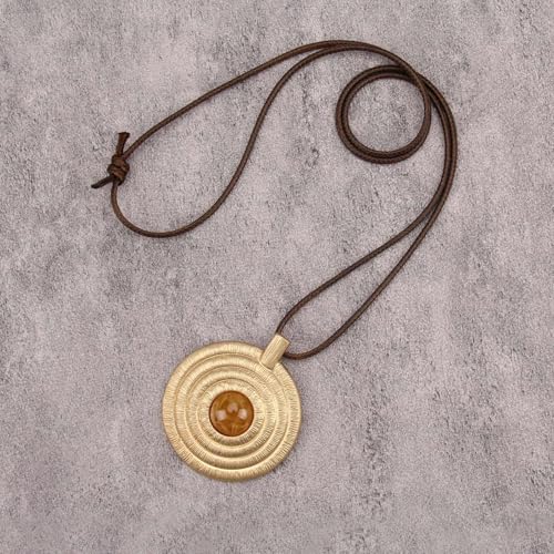 JAOYU Boho Necklace for Women Large Pendant Necklace Boho Long Choker Leather Gold Necklace Vintage Earthy Jewelry Trendy - style: Chunky Hippie Necklaces