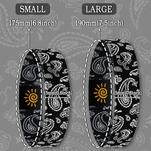 4 Pcs Surfer Beach Bracelets for Men Women Inspirational Elastic Comfy Summer Reversible Wristband Gifts Friendship Bracelets - color: Paisley Floral-Bracelets, size: (6.8") Small