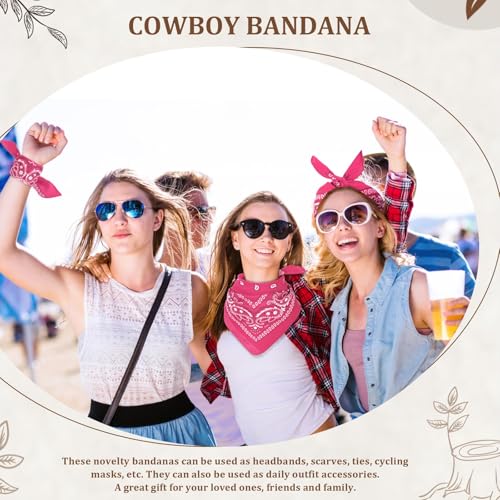 12 Pack Bandanas Unisex Paisley Cowboy Bandanas Bulk Multi Purpose Headband Scarf for Men Women Costume - color: Hot Pink, style: Classic