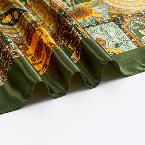 QIUTIMIY 35"x35" Like Silk Head Scarf for Women Satin Feel Large Square Scarf for Hair Wrapping and Sleeping Fashion Bandana - color: (90cm)square Scarf 18