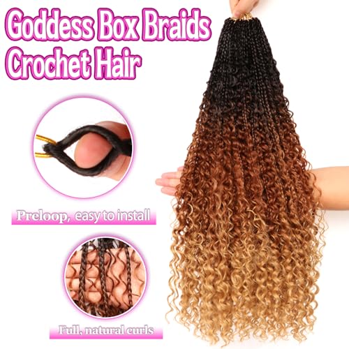 Goddess Boho Box Braids Crochet Hair-8 Packs 24 Inch Crochet Box Braids for Black Women Pre Looped (1B/30/27, 24 Inch (Pack of 8)) - color: 1B/30/27, size: 24 Inch (Pack of 8)
