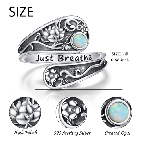 Yearace Spoon Ring for Women - Sterling Silver Victorian Vintage Oxidized Style Thumb Rings - Boho Statement Ring Jewelry Gifts - style: Lotus