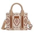 Wrangler Mini Aztec Tote Bag for Women Boho Small Top Handle Purse with Adjustable Strap - color: Boho Tan