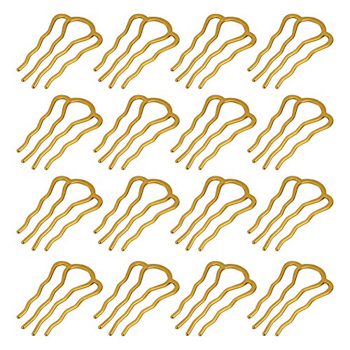 AUEAR, 20 Pack Metal Gold Hair Combs Pins 4 Teeth Accessories for Women Girl Decorative