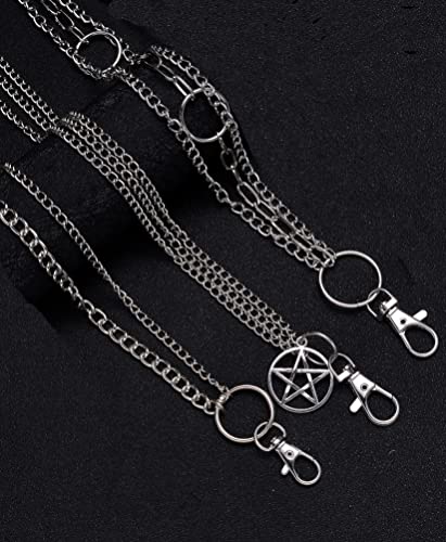 6 Pieces Pants Chains Multi-Layer Butterfly Lock Round Star Snak Heart Jeans Chains Accessory Hip Hop Pocket Punk Goth Wallet Chain Charm Rock Belt Loop Trousers Chain for Women Men Silver - style: C:5Pcs(Heart)