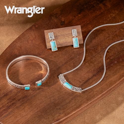Montana West Wrangler Cuff Bracelet for Women Western Turquoise Adjustable Open Bangle Silver Plated Carved Floral Cowgirl Country Jewelry - color: 3pcs-Turquoise