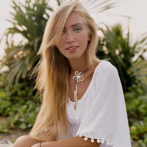 HUASAI Choker Necklace for Women Boho Necklaces Country Concert Outfits for Women Layered Western Choker Necklace Boho Cowgirl Jewelry Accessories Dress - color: J:Flower Boho Necklace
