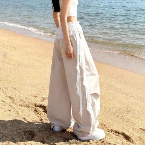 Women Y2K Lace Fringe Hip Scarf Boho Triangle Tassel Waist Cover Up Skirt Wrap Sheer Tie Belt Aesthetic Streetwear - color: B White