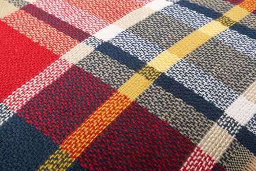 Wander Agio Womens Warm Long Shawl Winter Wraps Large Scarves Knit Cashmere Feel Plaid Triangle Scarf - color: Big Wine Red 25