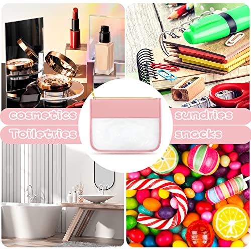 LOKFAR Nylon Makeup Bag DIY Chenille Letter Clear Travel Zipper Pouch, Preppy Makeup Bag Clear Cosmetic Bag, Water-proof Makeup Travel Pouch Snack Bags for Women (Pink) - color: Pink