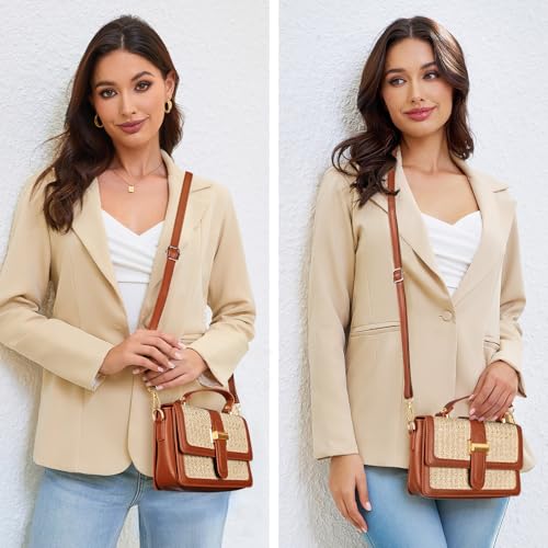 Straw Crossbody Bags for Women Summer Straw Clutch Bag Woven Beach Purse Vacation Handbags | Straw - color: A Brown