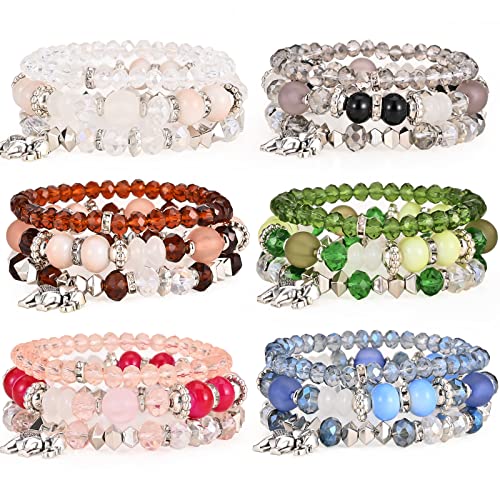 Bohemian Bracelet Sets for Women - 6 Sets Stackable Stretch Bracelets Multi-color Boho Jewelry for Women Hippie Bracelets Dainty Jewelry - color: Elephent Bead Bracelets