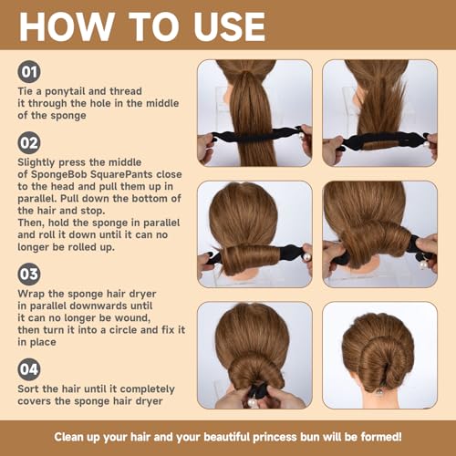 2 Pcs Hair Bun Maker, Pearl Bun Makers for Women's Hair, Lazy Bun Holders for Women's Hair, Thin Wavy Long Curly Straight Hair (Black) - color: Hook-Black