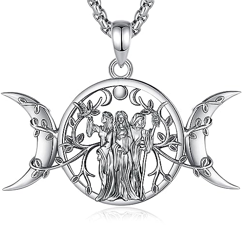 INFUSEU Mystical Hecate Triple Moon Goddess Necklaces, Divine Feminine Protection Gifts - style: Triple Moon Goddess - Tree of Life