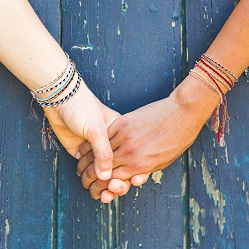 Hicarer 28 Pieces Woven Wrap Friendship Bracelets Handmade Boho Braided Friendship Anklets Adjustable Colorful Beaded String Bracelet - size: 10 inches