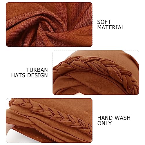 DRESHOW Turban Pre-Tied Twisted Hat Thread African Head Wraps for Black Women Chemo Cancer Cap Braid Hair Cover - color: 1 Pc Twisted Braid: Coffee