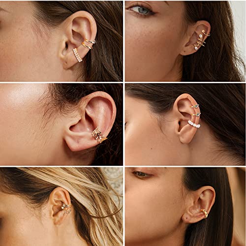 Dochais Ear Cuff Helix Cartilage Clip on Earrings Ear Cartilage Clip on Wrap Earrings Ear Cuffs for Women Men Non Piercing Ear Piercing Fake Earrings Set(Gold/Silver) - style: B-73 Pcs(Gold/Silver/Black)