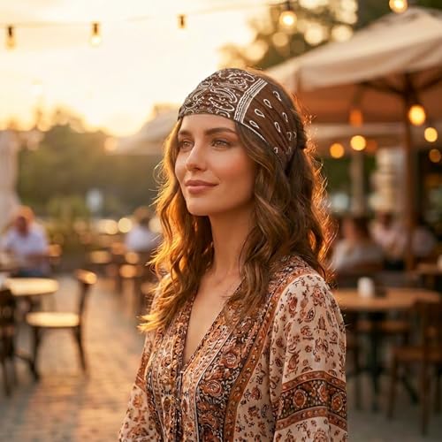 Wide Headbands for Women Non Slip Stylish Knotted Headhand Bandana Boho Head Bands African Head Wraps Yoga Workout Hair Accessories 4 Pack - color: 4 Pack Wide Headbands Style 9