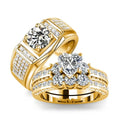 3Pcs Moissanite Wedding Rings Sets for Couples, s925 10K 14K 18K Real Gold Wedding Rings Sets for Him and Her, Customized Matching Engagement Bands Set for Men and Women Free Engraving - style: Style-11