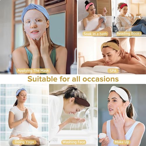 DiyJibb Headbands for Women Girls - 6PCS Stylish Top Knotted Headbands - Knotted Headband for Women - Head Bands Wide Hairband Hair Accessories - color: pink，yellow，white，red，dark brown，blue