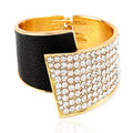 ELABEST Stylish Rhinestone Bracelet Cuff Bracelets Stretch Bracelets Sparkly Hand Chain Wedding Parties Jewelry Accessories for Women - color: Black