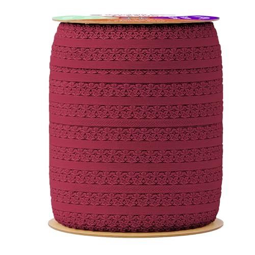 Mandala Crafts Maroon Stretch Lace Soft Elastic Trim Roll - 55 Yards 1 Inch Wide Stretchy Frilly Picot Ribbon for Sewing Lingerie, Headbands, Underwear, and Crafts - color: Maroon