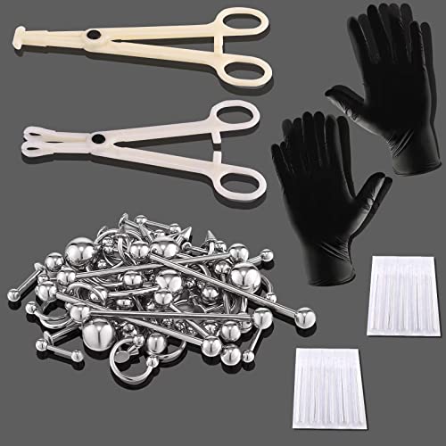104pcs Piercing Kit 14G16G Ear Lip Septum Eyebrow Nipple Body Self Jewelry