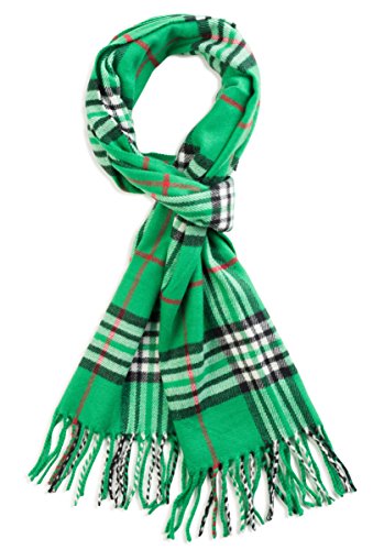 VERONZ Super Soft Classic Cashmere Feel Winter Scarf - color: Green Plaid