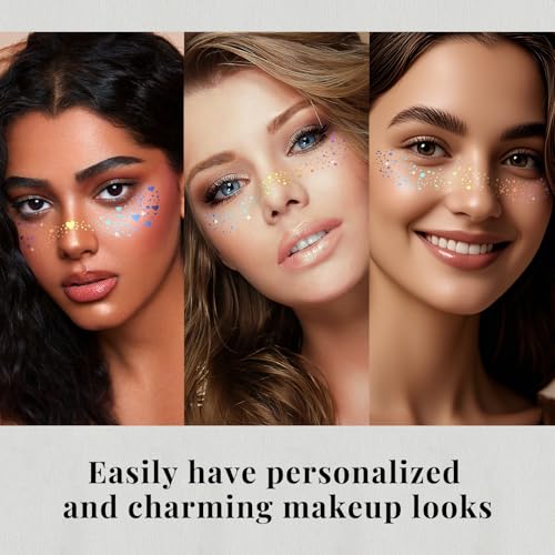 24pcs Glitter Freckles Makeup Patches-Holographic-Face Glitter Speckles, Sparkle Speckles Patches for Women, Cute Sparkling Fake Freckles, Glitter Freckles Face Tattoo, Musical Festival Accessories - color: 24Pack-Holographic