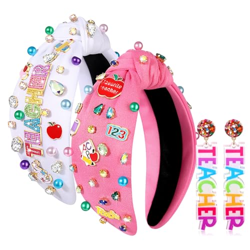 PHALIN Teacher Headbands for Women, Pencil Printed Wide Knotted Headbands, Teacher Appreciation Gifts, Back To School Hair Accessory Gifts (Pattern C)
