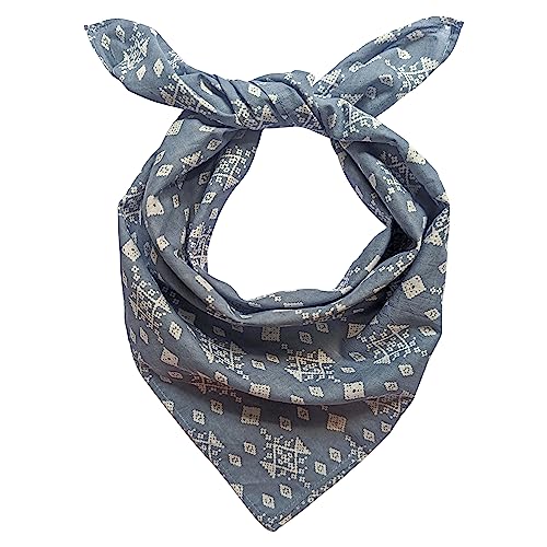 AVKA Studio 100% Cotton Bandanas for Women & Men, 2 Pack 20x20 Inch, 22x22 inch Hand Printed, Lightweight Cotton Handkerchief - color: Gray & White, size: 20 x 20 Inches