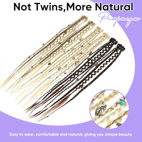 Clip in braids, 2PCS 16Inch Dreadlock Extensions with Beads & Chains, Viking Boho Braids for Cosplay, Renaissance Festival, Daily Styling (Dark Brown Mix, 16 Inch) - color: Dark Brown Mix