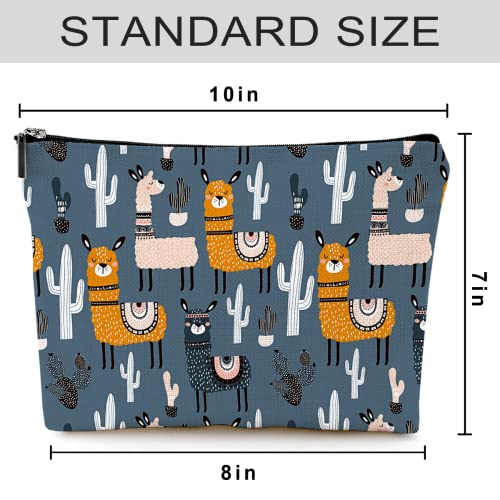 Cute Makeup Bag for Purse Canvas Waterproof Funny Cosmetic Bags for Women Zipper Travel Toiletry Pouch-Alpaca Makeup Bags-Grey - color: Alpaca Makeup Bags-Grey